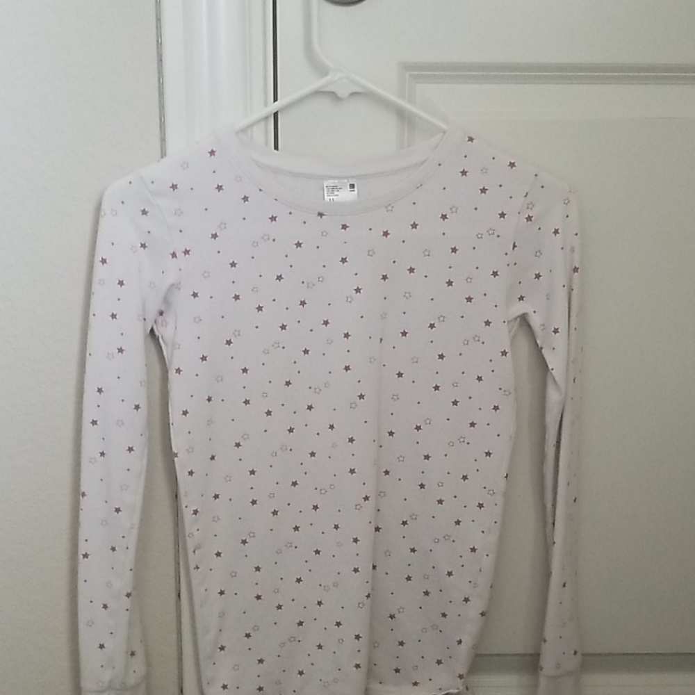 White and Pink Star Long tee